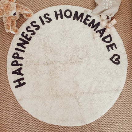 Rond Katoenen Vloerkleed 'Happiness is Homemade'