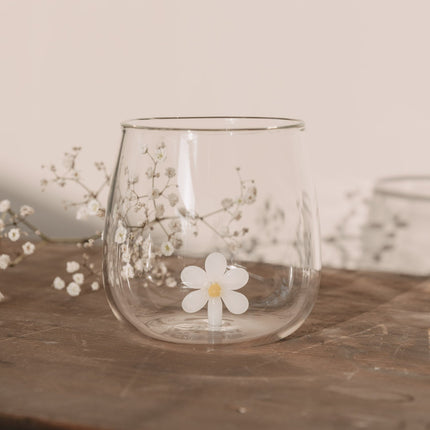 Design Drinkglas met 3D madeliefje